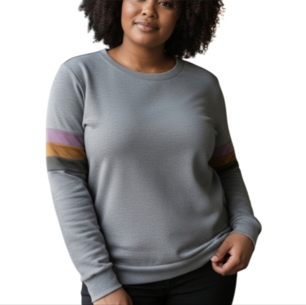 Fantastic Fawn Gray Colorblock Sleeve Sweatshirt Size Large Made in USA